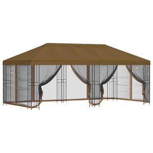 vidaXL Gazebo con paredes laterales 6 x 3 m Topo Poli&eacute;ster y Acero