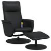 vidaXL Sill&oacute;n reclinable masaje con reposapi&eacute;s cuero sint&eacute;tico negro
