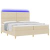 vidaXL Cama Box Spring LED con colch&oacute;n Crema 200 x 200 cm tela