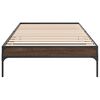 vidaXL Estructura cama madera ingenier&iacute;a metal marr&oacute;n roble 100x200 cm
