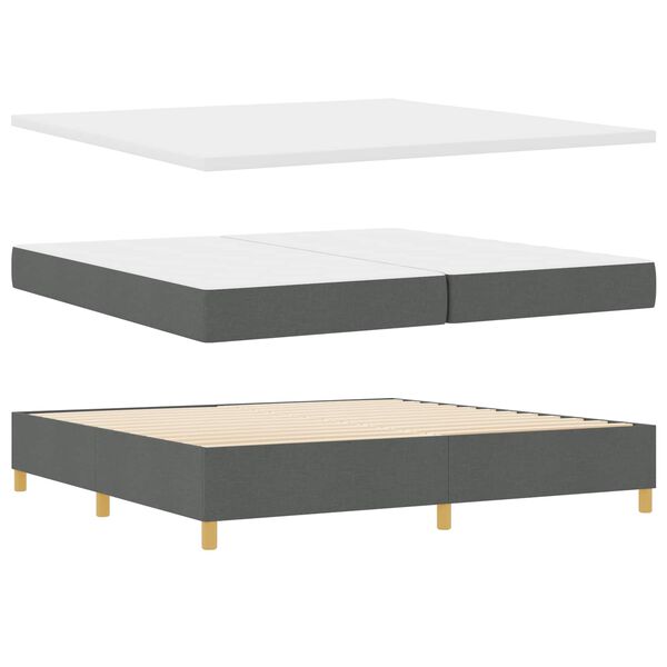vidaXL Cama tipo Box Spring con colch&oacute;n Gris oscuro 200 x 200 cm tela