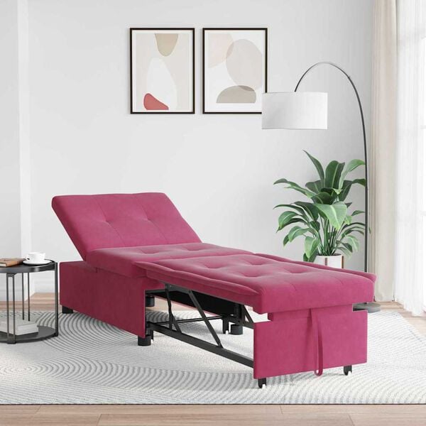vidaXL Sof&aacute; cama Rojo vino 194 x 67 x 82 cm Terciopelo
