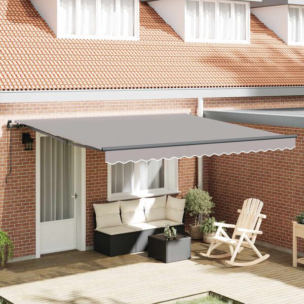 vidaXL Toldo Retr&aacute;ctil Gris Claro 400 x 300 cm Poli&eacute;ster y Acero