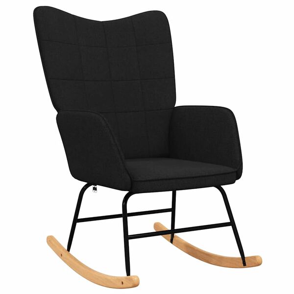 vidaXL Silla mecedora con reposapi&eacute;s tela negro