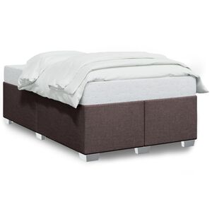 vidaXL Estructura de cama sin colch&oacute;n tela marr&oacute;n oscuro 120x190 cm