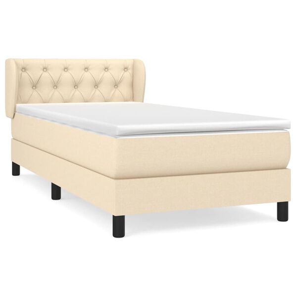 vidaXL Cama box spring con colch&oacute;n tela color crema 80x200 cm