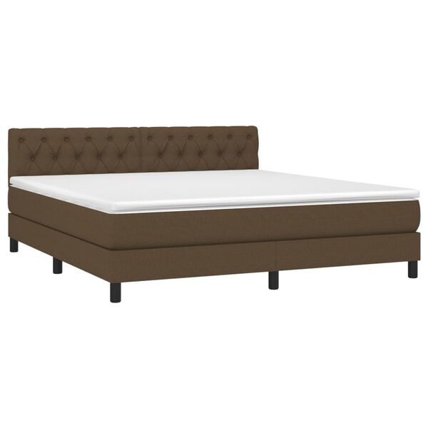 vidaXL Cama box spring con colch&oacute;n tela marr&oacute;n oscuro 160x200 cm