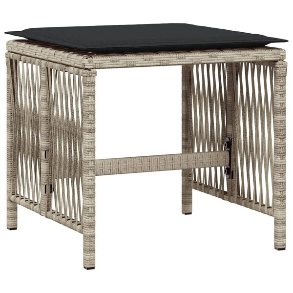 vidaXL Set comedor de jard&iacute;n 9 pzas cojines rat&aacute;n sint&eacute;tico gris claro