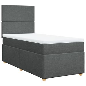 vidaXL Cama box spring con colch&oacute;n tela gris oscuro 80x200 cm