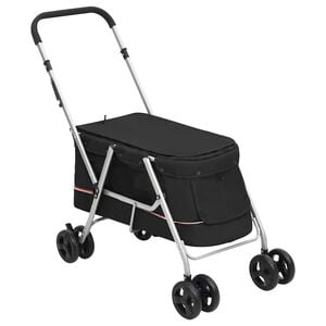 vidaXL Cochecito para perros plegable tela lino negro 100x49x96 cm