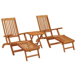 vidaXL Recliner y tumbona plegable 2 uds. Madera de Acacia S&oacute;lida