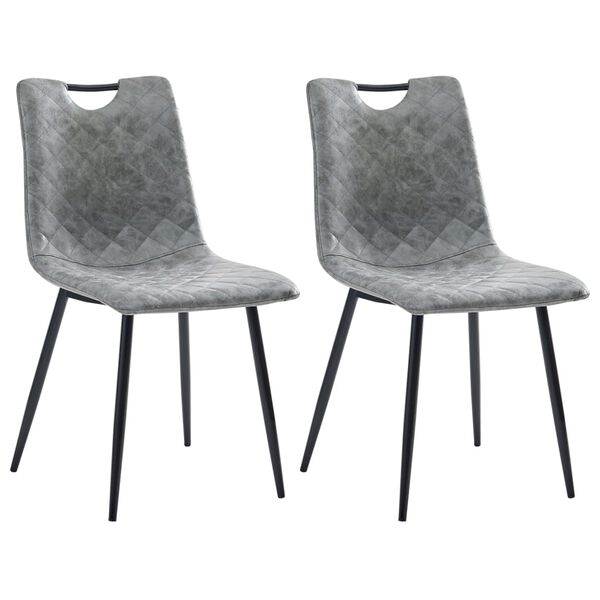 vidaXL Sillas de comedor 2 unidades cuero sint&eacute;tico gris oscuro