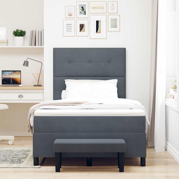 vidaXL Cama tipo Box Spring Gris oscuro 120 x 200 cm Terciopelo