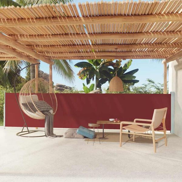 vidaXL Toldo lateral retr&aacute;ctil de jard&iacute;n rojo 117x600 cm