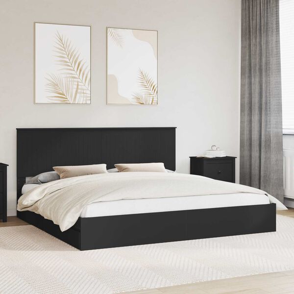 vidaXL Cama con almacenamiento Negro 200 x 200 cm Madera de ingenier&iacute;a
