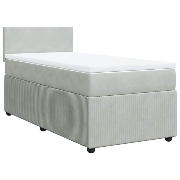 vidaXL Cama box spring con colch&oacute;n terciopelo gris claro 90x190 cm