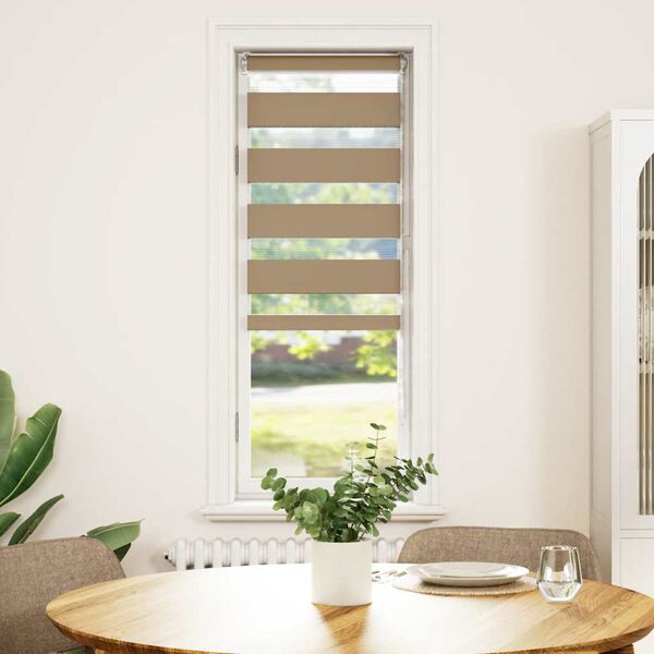 vidaXL Estor cebra marr&oacute;n arena tejido ancho 45,9 cm poli&eacute;ster