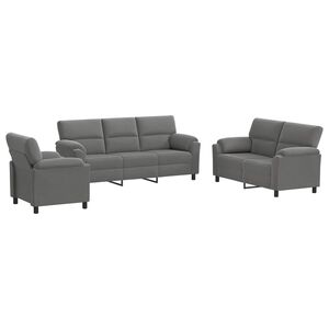 vidaXL Juego de Sof&aacute; 3 pcs Gris oscuro Terciopelo