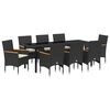 vidaXL Conjunto de Comedor de Jard&iacute;n 9 uds. Negro rat&aacute;n sint&eacute;tico