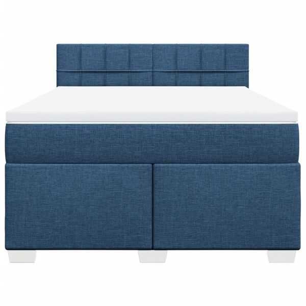 vidaXL Cama box spring con colch&oacute;n tela azul 160x200 cm