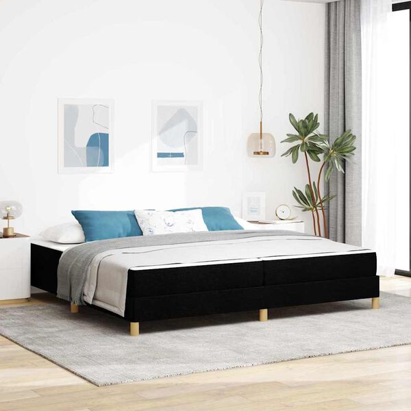 vidaXL Cama tipo Box Spring con colch&oacute;n Negro 200 x 200 cm tela