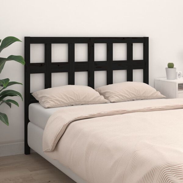 vidaXL Cabecero de cama madera maciza de pino negro 165,5x4x100 cm
