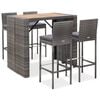 vidaXL Muebles de bar jard&iacute;n 5 pzas rat&aacute;n sint&eacute;tico madera acacia gris