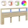 vidaXL Cabecero de cama con LED roble Sonoma 220x17x102 cm