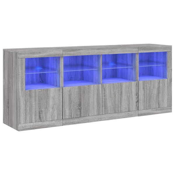 vidaXL Aparador con luces LED gris Sonoma 163x37x67 cm