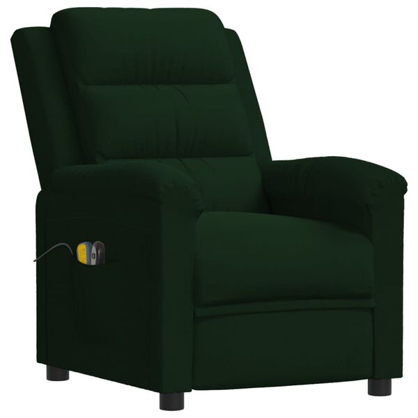 vidaXL Sill&oacute;n de masaje el&eacute;ctrico terciopelo verde oscuro