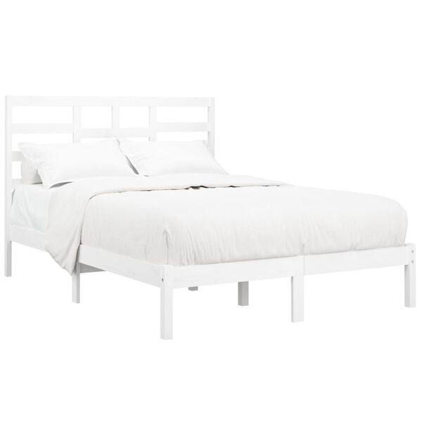 vidaXL Estructura de cama sin colch&oacute;n madera maciza blanco 120x190 cm