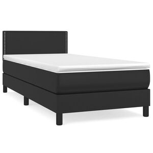 vidaXL Cama box spring con colch&oacute;n cuero sint&eacute;tico negro 100x200 cm