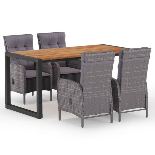 vidaXL Juego de comedor para jard&iacute;n 5 piezas gris