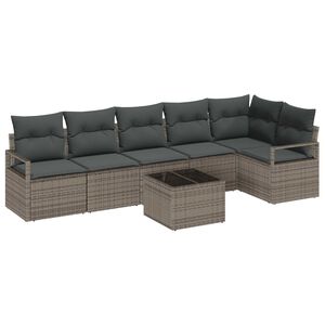vidaXL Conjunto de sof&aacute;s de jard&iacute;n 7 uds. Gris Claro rat&aacute;n sint&eacute;tico