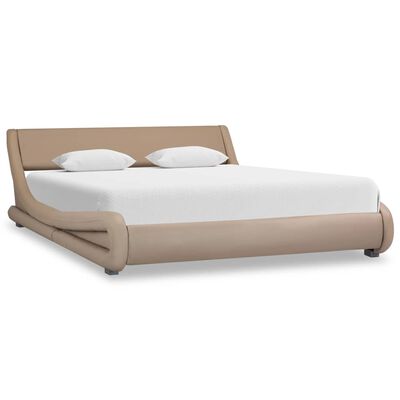 vidaXL Estructura de cama de cuero sintético color capuchino 140x200cm