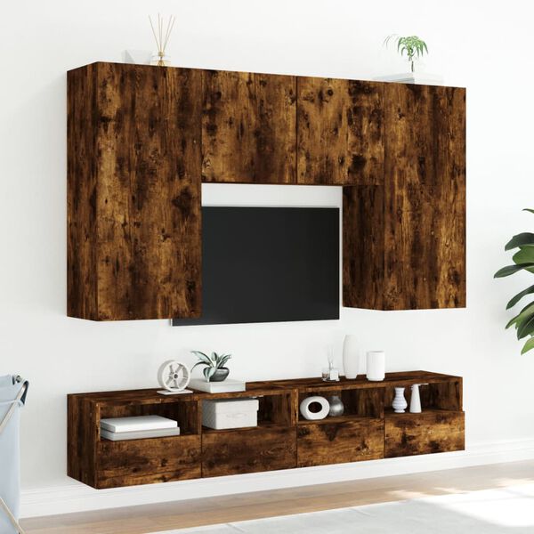 vidaXL Mueble de pared TV madera ingeniería roble ahumado 100x30x30 cm