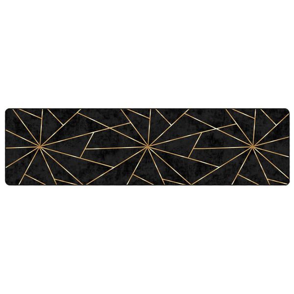vidaXL Alfombra lavable negro y dorado 80x300 cm