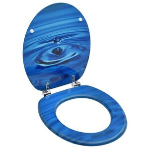 vidaXL Asiento WC y tapa MDF azul dise&ntilde;o gotas de agua
