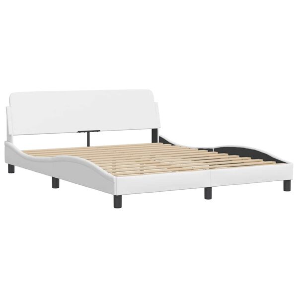 vidaXL Estructura de cama Dover cuero sint&eacute;tico blanco 160x200cm