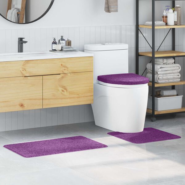 vidaXL Conjunto de alfombra de baño antideslizante 3 pcs Morado PP