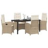 vidaXL Conjunto de Comedor de Jard&iacute;n 5 pcs Beige rat&aacute;n sint&eacute;tico