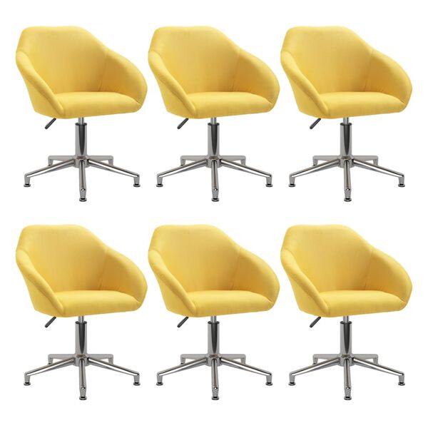 vidaXL Sillas de comedor giratorias 6 unidades tela amarillo