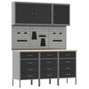 vidaXL Armario de trabajo 8 uds. Negro Madera Ingenierizada y Acero
