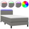 vidaXL Cama box spring colch&oacute;n y luces LED tela gris oscuro 100x200 cm