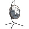vidaXL Silla colgante huevo con soporte rat&aacute;n y acero gris claro