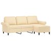 vidaXL Sof&aacute; de 3 plazas con taburete de tela crema 180 cm