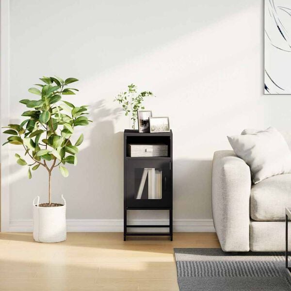 vidaXL Mesita de noche acero laminado en frío negro 36x39x78 cm