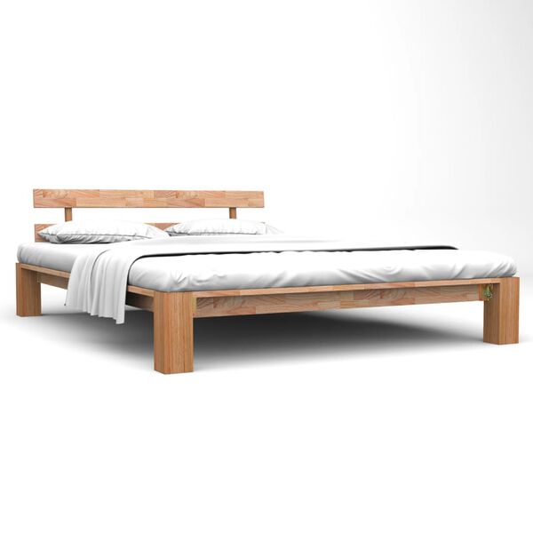vidaXL Estructura de cama sin colch&oacute;n madera maciza roble 160x200 cm
