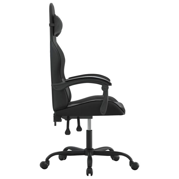 vidaXL Silla gaming giratoria cuero sintético negro