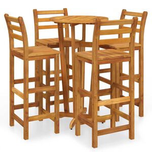 vidaXL Mesa y taburetes altos de jard&iacute;n 5 pzas madera maciza acacia